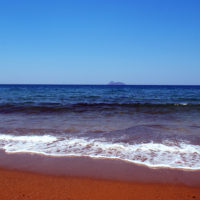 Kalamaki Beach, Crete – shoreline and blue sea.