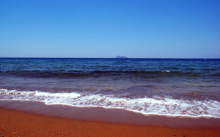 Kalamaki Beach, Crete – shoreline and blue sea.
